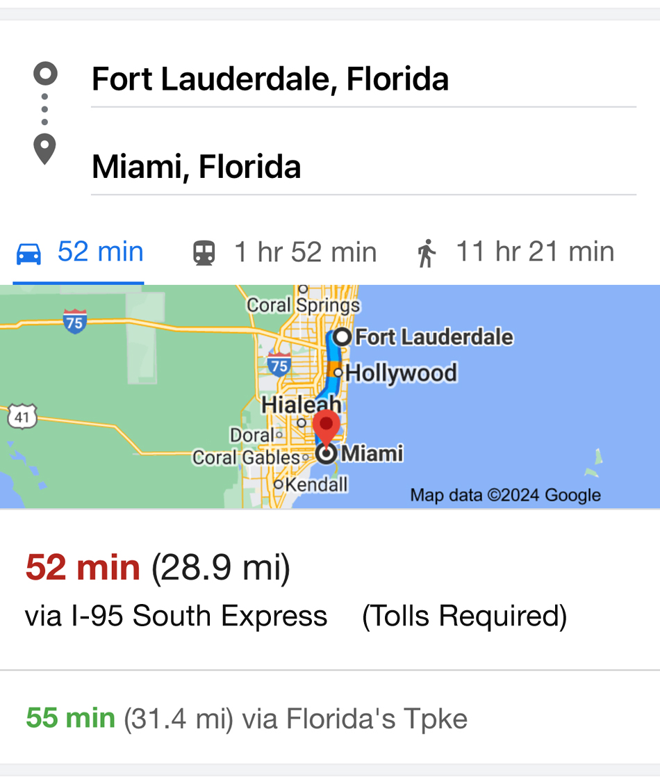 fort lauderdale to miami shuttle map